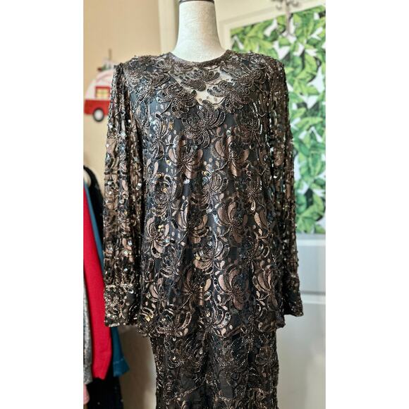 Vintage Judith Ann Creations Sequin & Lace Dress - Picture 2 of 8
